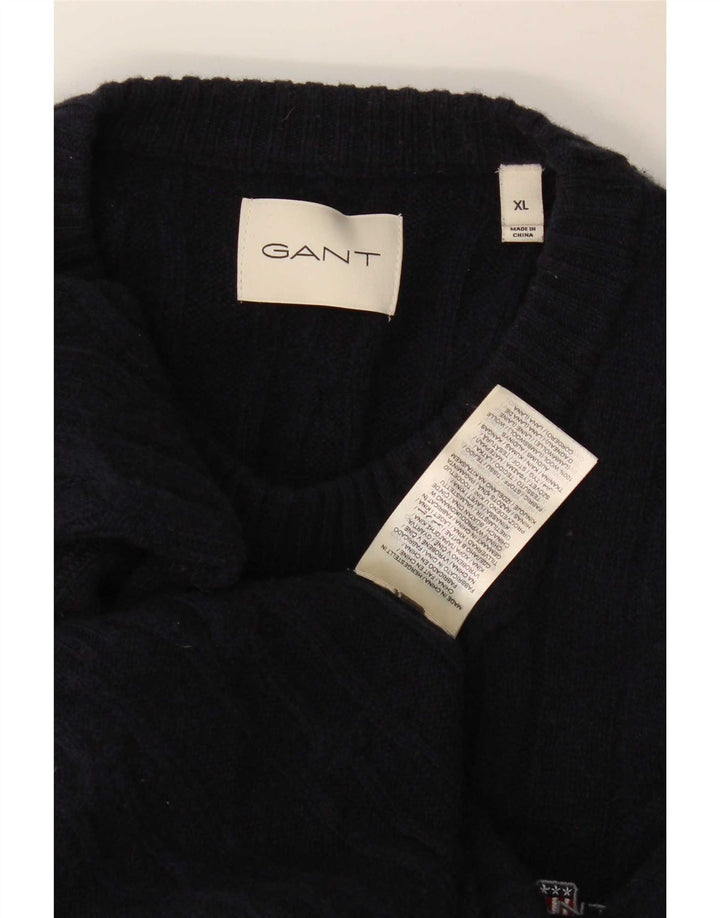 Gant Herre sweater med rund hals XL marineblå lammeuld