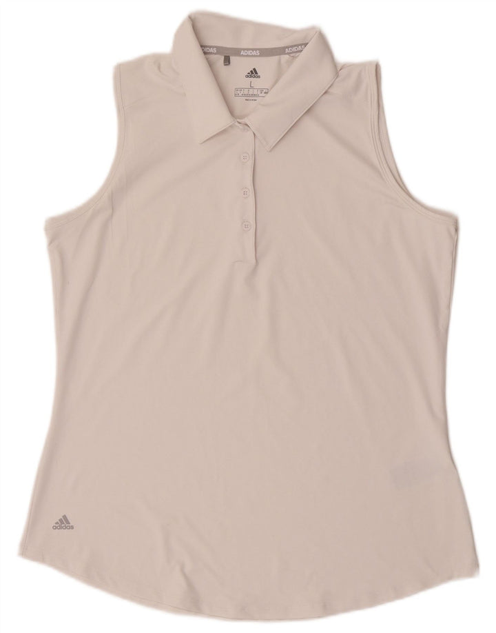 Adidas ærmeløs poloshirt til kvinder UK 16/18 Stor hvid polyester