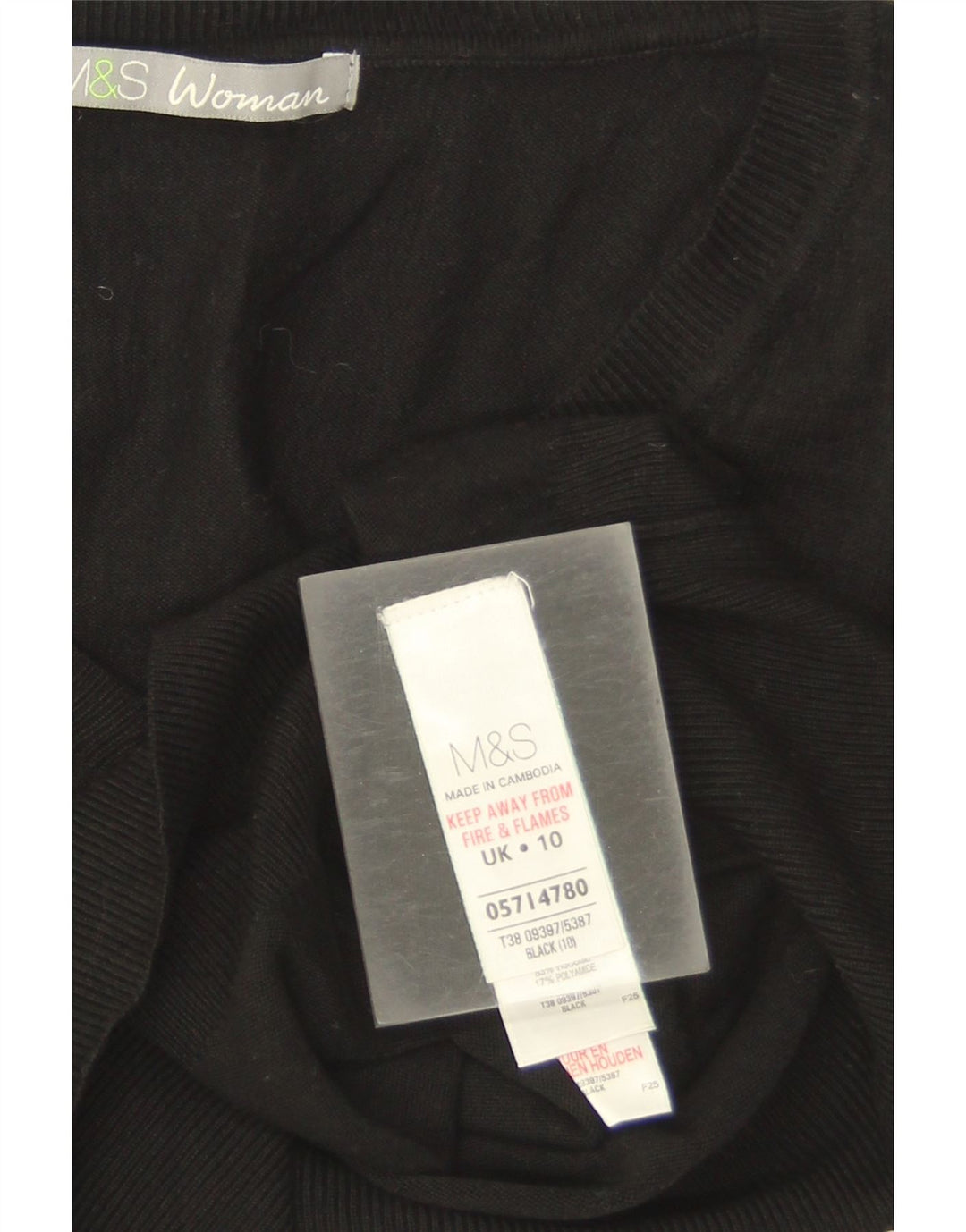 Marks & Spencer Dame V-hals sweater UK 10 Small Black Viscose