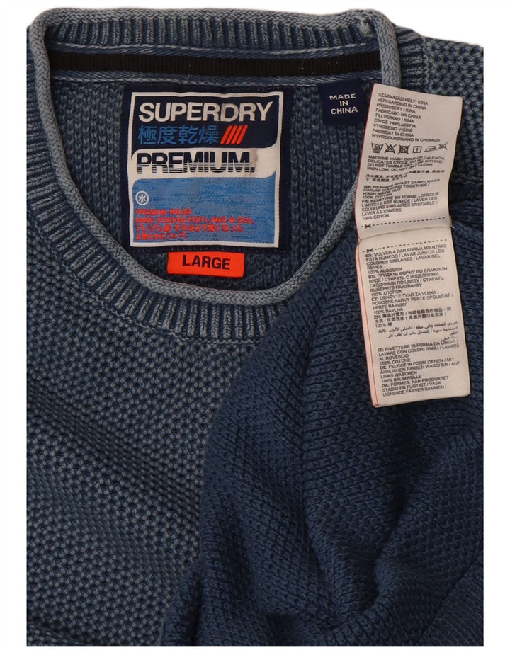 Superdry Herre sweater med rund hals, stor blå bomuld