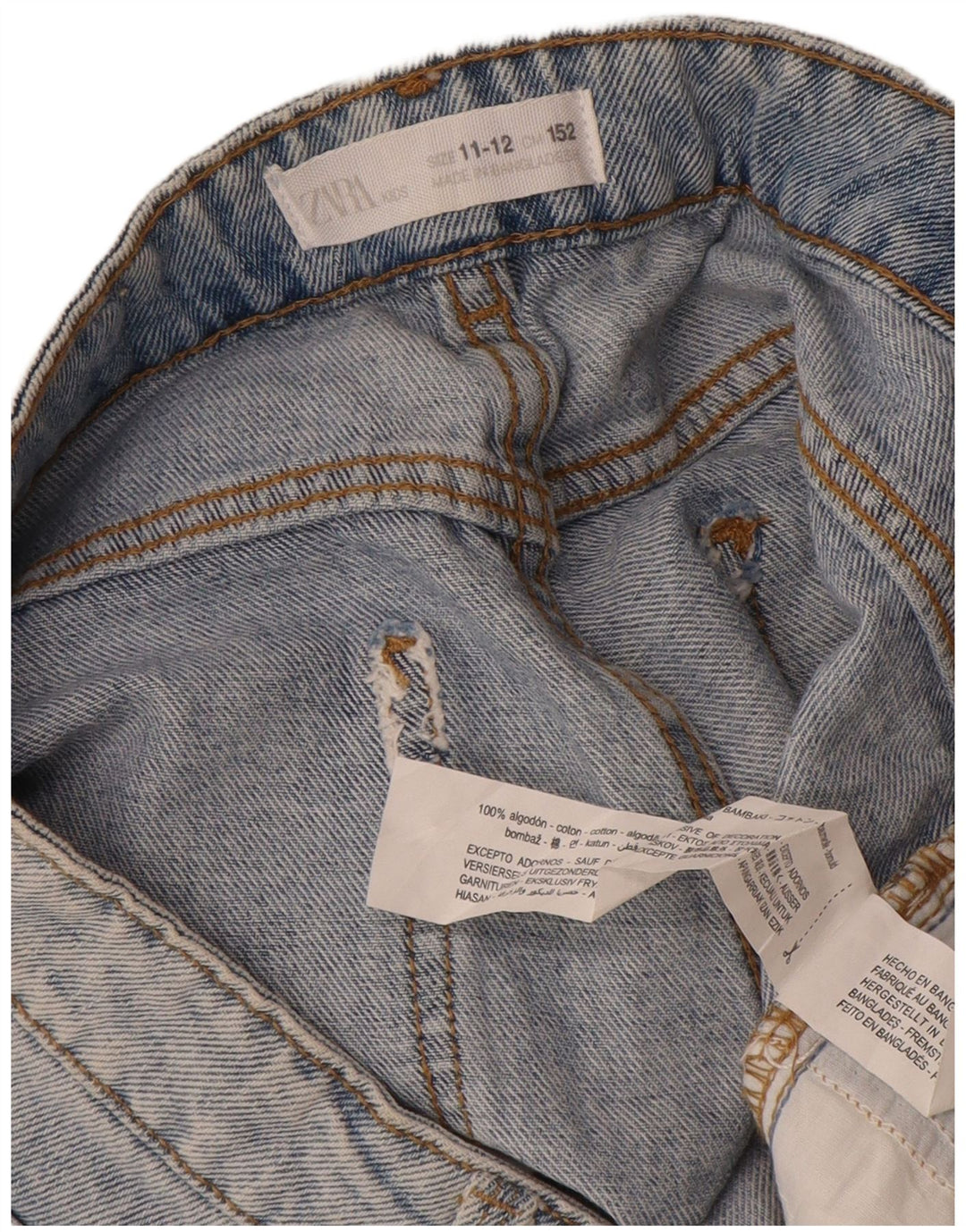 Zara Girls Denim Shorts 11-12 år W27 Blå Bomuld