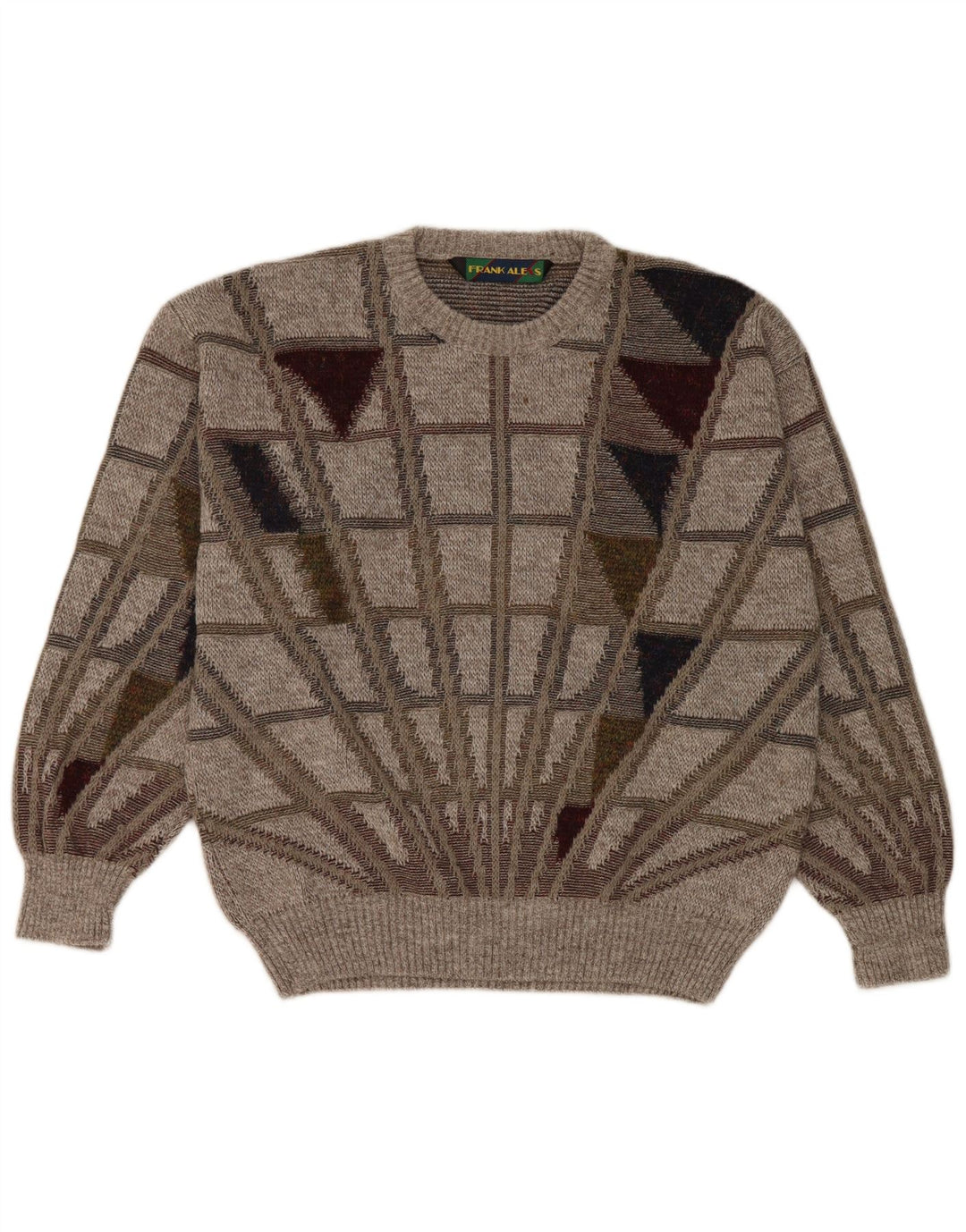 Frank Alexs Herre Crew Neck Jumper Sweater IT 50 Medium Grey Geometrisk Uld
