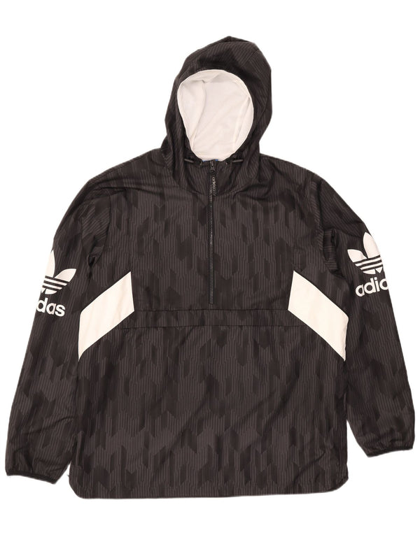 Adidas Herre Grafisk Hættejakke Anorak UK 42 XL Sort Colourblock