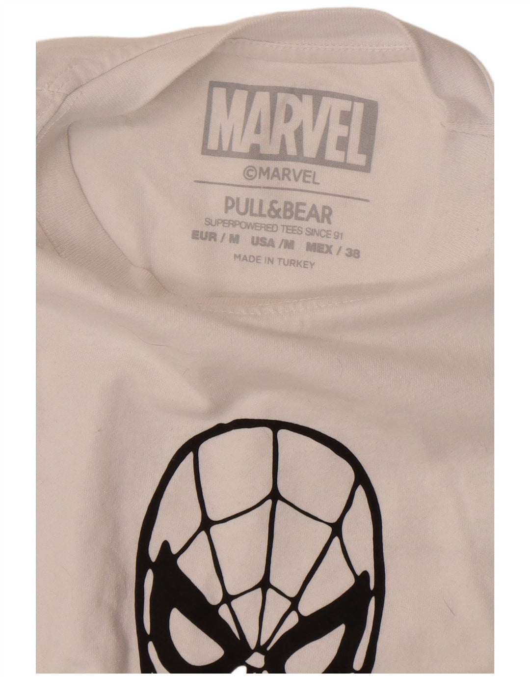 Pull & Bear Herre Marvel Graphic T-Shirt Top Medium White