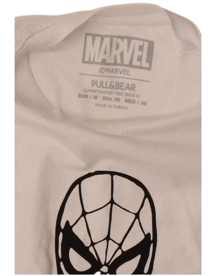 Pull & Bear Herre Marvel Graphic T-Shirt Top Medium White