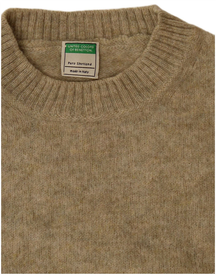 Benetton Dame sweater med rund hals DK 14 Medium Khaki Wool