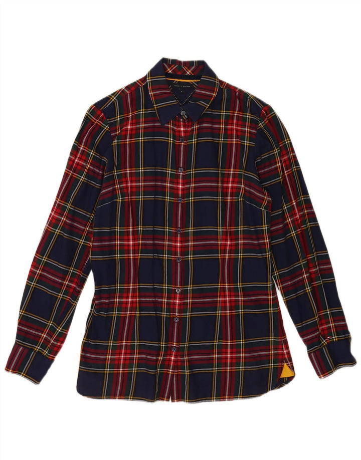 Tommy Hilfiger Dame Flanelskjorte US 8 Medium Navy Blue Ternet Bomuld