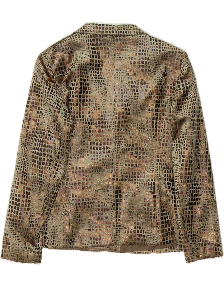 BERRI Womens 2 Button Blazer Jacket IT 42 Medium Brown Animal Print Vintage Berri and Second-Hand Berri from Messina Hembry 
