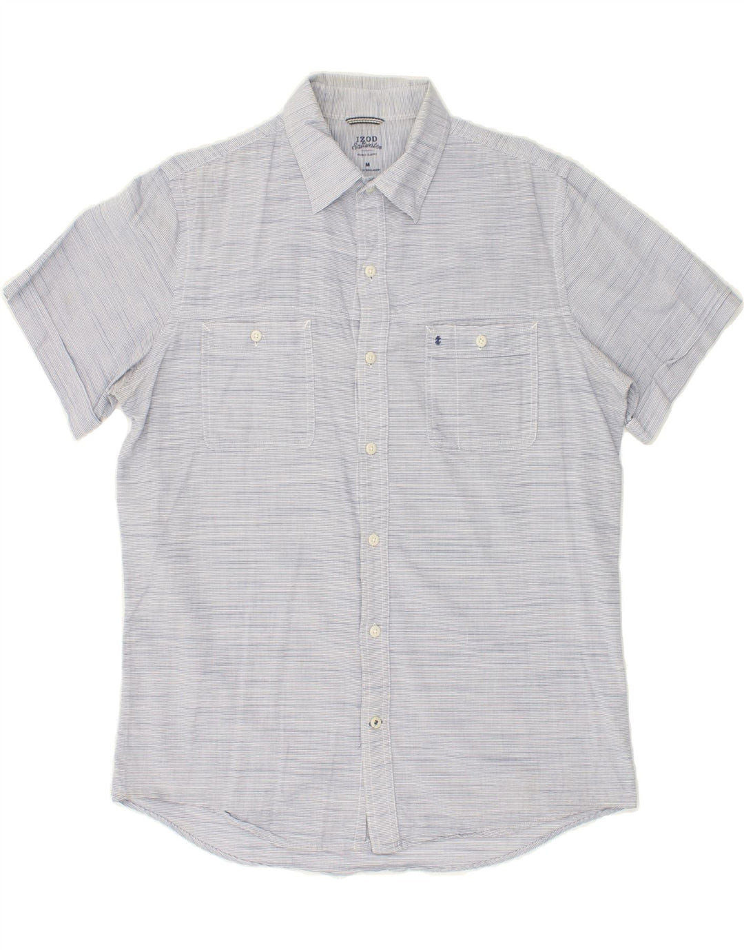IZOD Mens Short Sleeve Shirt Medium Blue Pinstripe Cotton Vintage Izod and Second-Hand Izod from Messina Hembry 