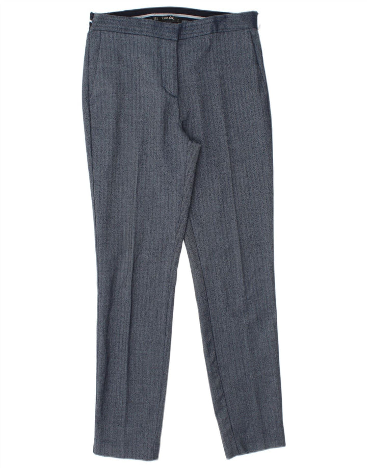 Zara Slim Chino-bukser til kvinder Small W26 L27 Blå sildebenspolyester