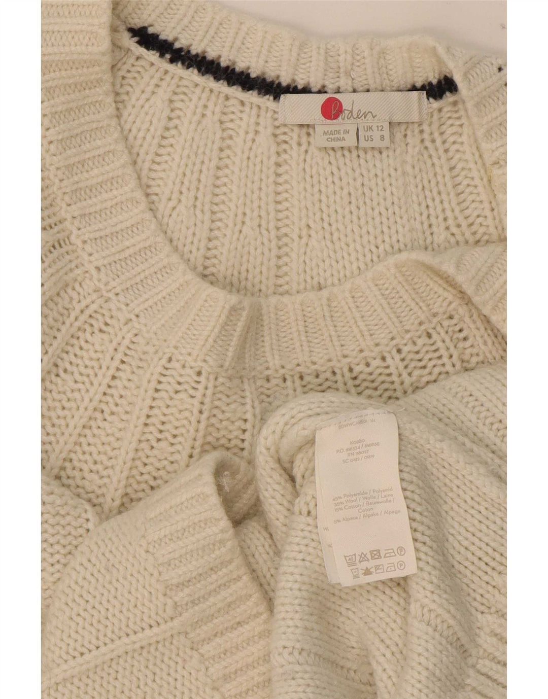 Boden Dame Cardigan Sweater UK 12 Medium Beige Polyamid