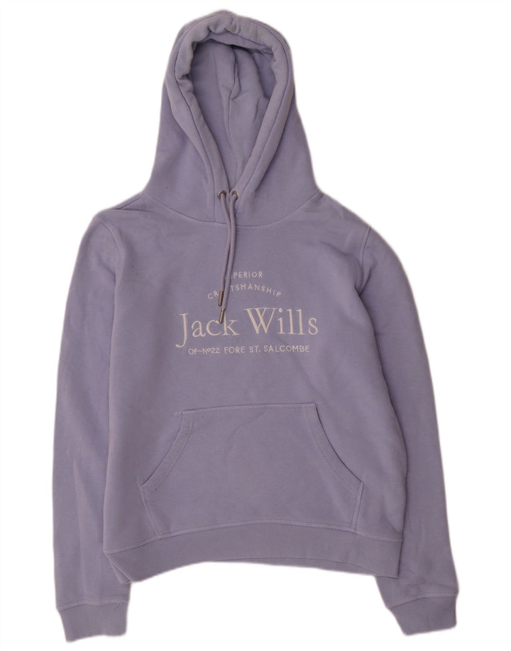 JACK WILLS Grafisk hættetrøje til kvinder UK 12 Medium Lilla Bomuld
