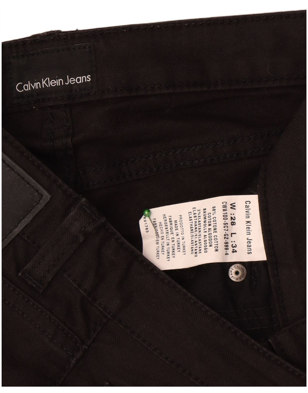 Calvin Klein Dame Straight Jeans W28 L34 Sort Bomuld