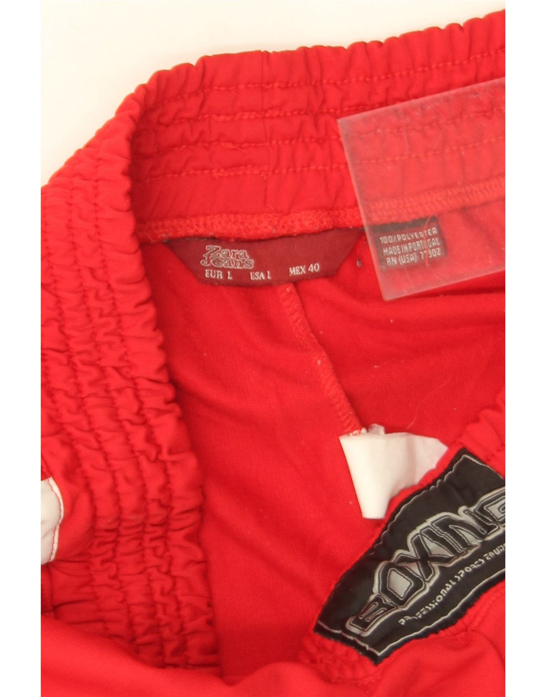 Zara Træningsdragtsbukser til mænd Large Rød Colourblock Polyester