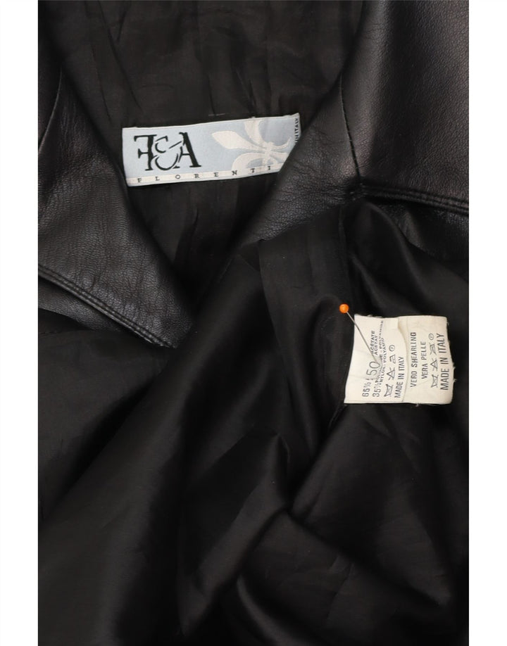FLORENTIA Womens Leather Jacket IT 50 XL Black Leather