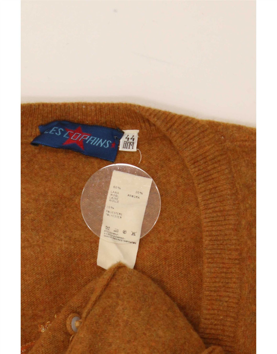 Les Copains Dame Grafisk Oversized Cardigan Sweater IT 44 Medium Beige
