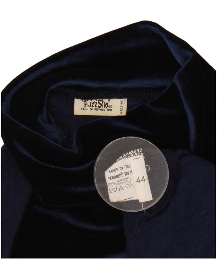 Vintage Dame Se Through Bluse Top IT 44 Medium Navy Blue Uld