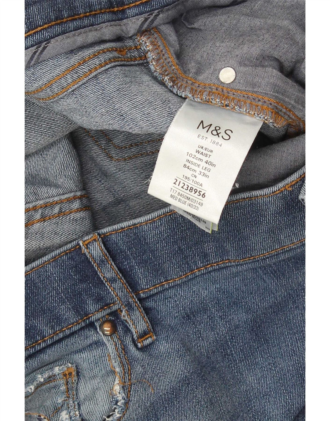 Marks & Spencer Herre Regular Fit Straight Jeans W40 L33 Blå Bomuld
