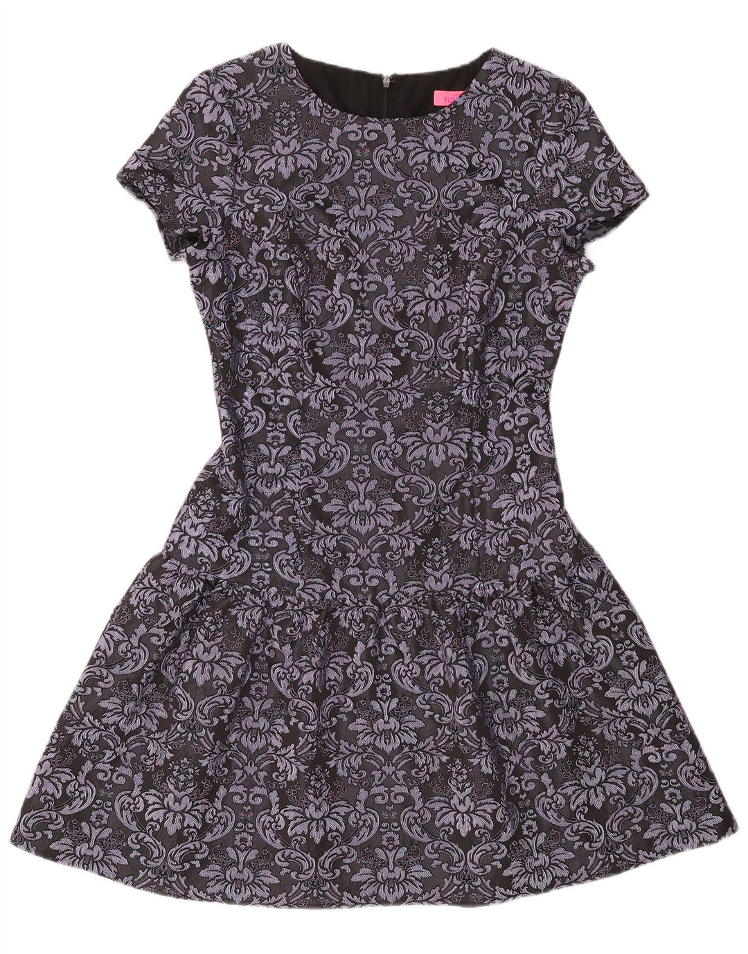 Monsoon Dame A-Line Kjole UK 10 Lille Grå Paisley Polyester