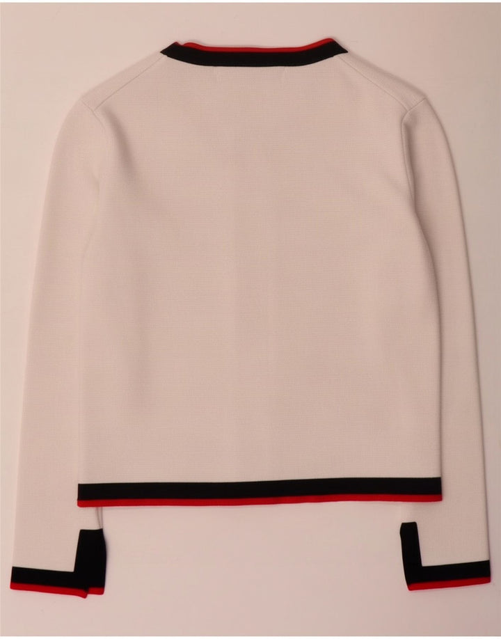 Zara Dame Cardigan Sweater UK 12 Medium White Colourblock