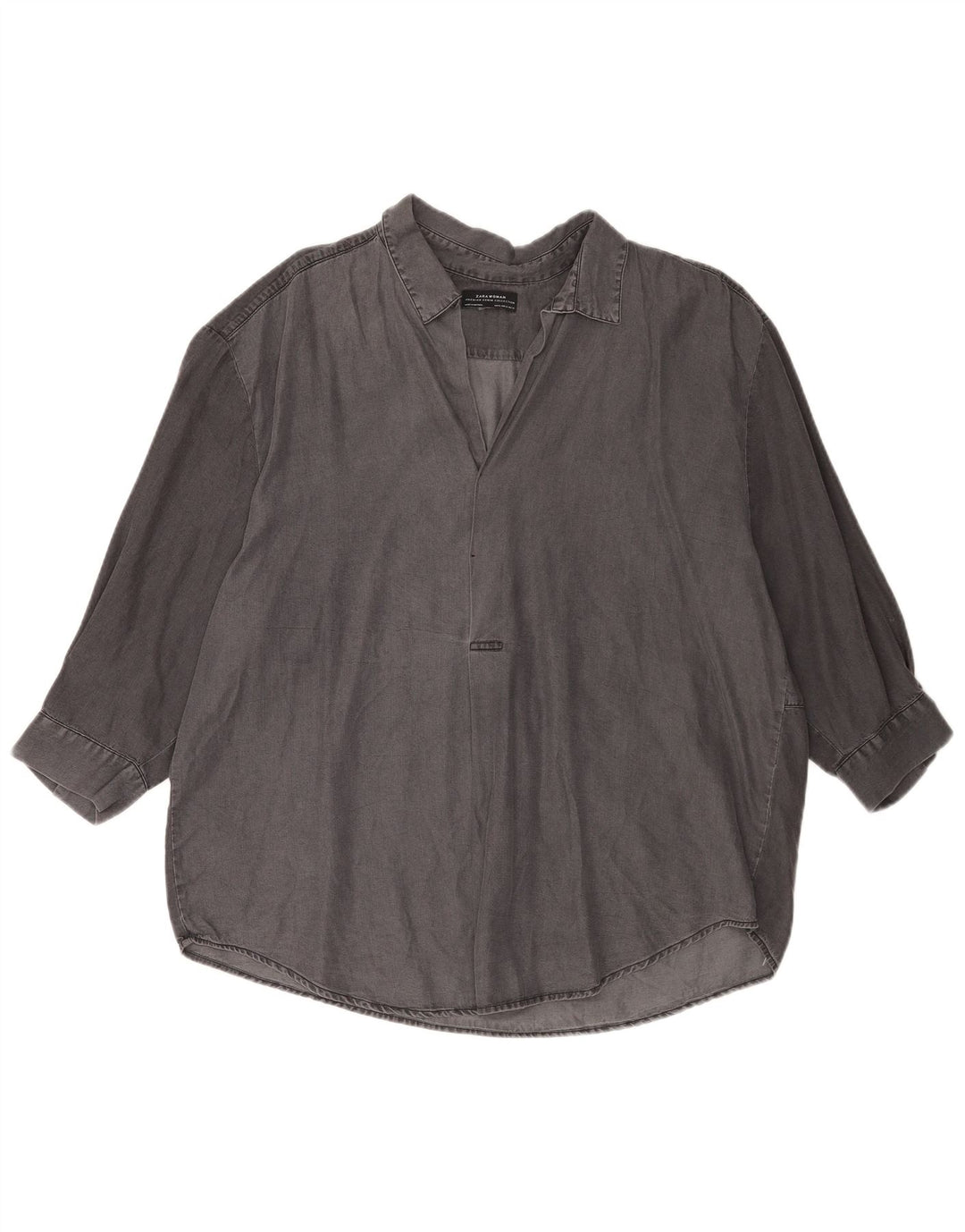 Zara 3/4 ærmer oversized trøje til kvinder UK 18 XL Grå Lyocell
