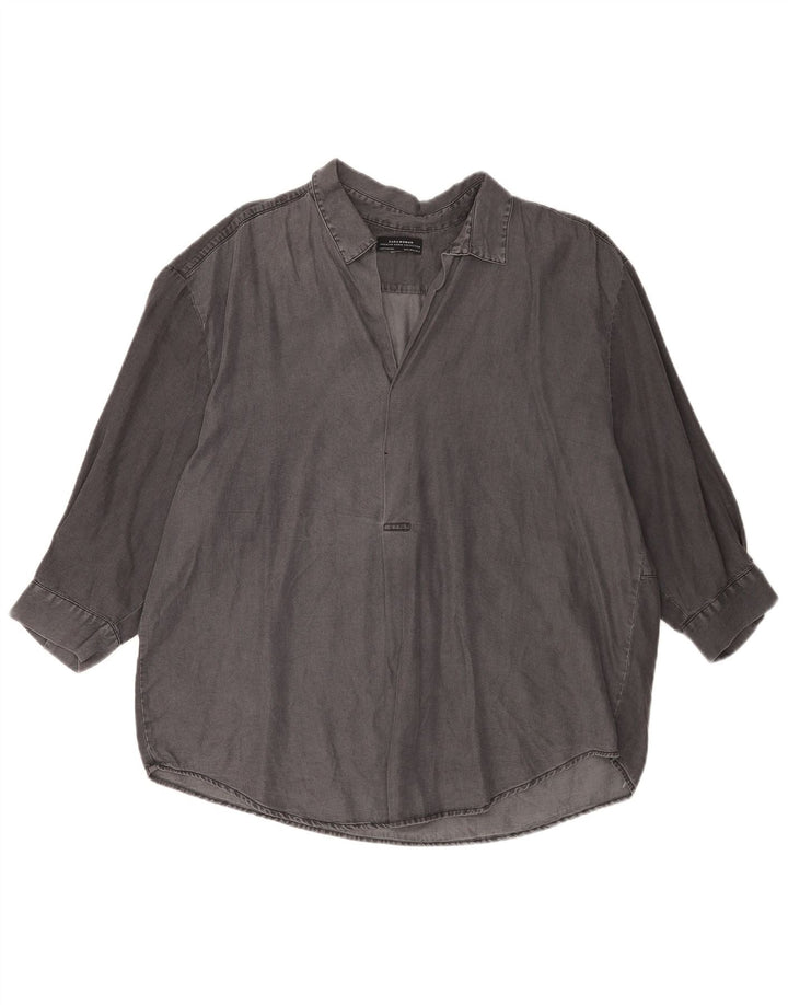 Zara 3/4 ærmer oversized trøje til kvinder UK 18 XL Grå Lyocell