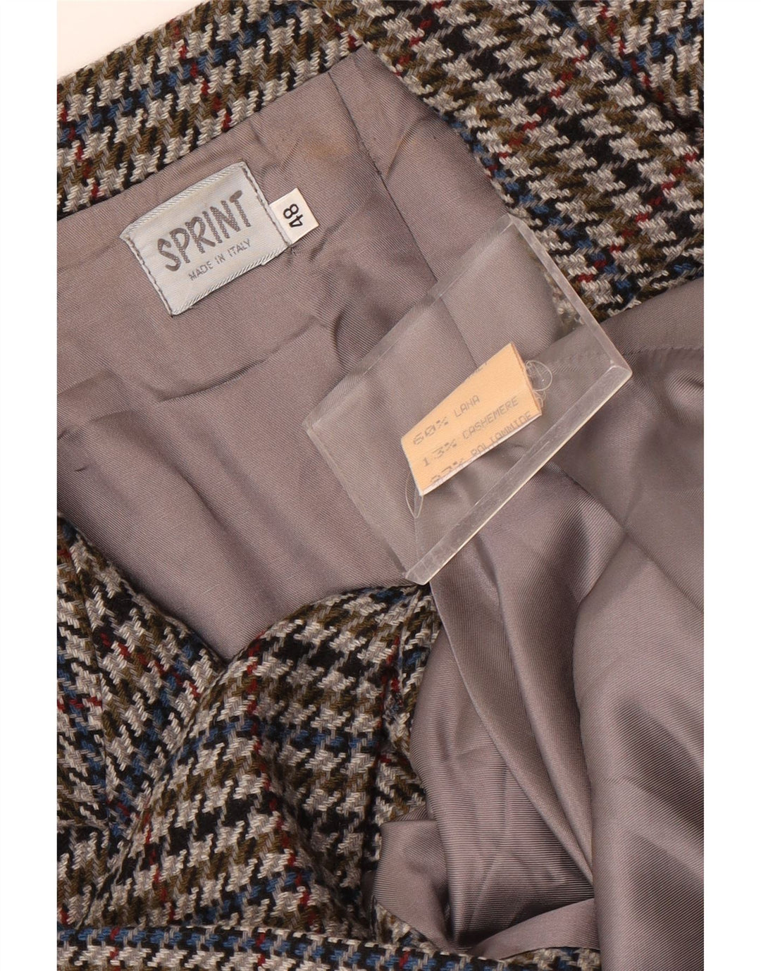 Vintage dame 2-knaps blazerjakke IT 48 XL Flerfarvet Houndstooth
