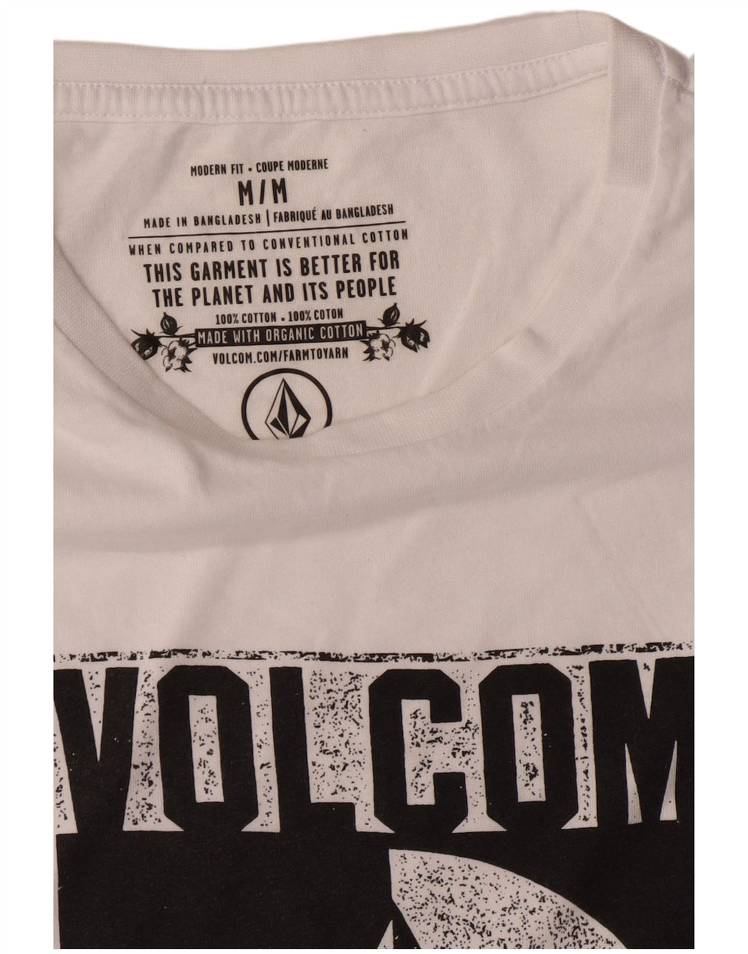 Volcom Herre Modern Fit Grafisk T-shirt Top Medium Hvid Bomuld