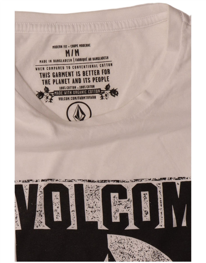 Volcom Herre Modern Fit Grafisk T-shirt Top Medium Hvid Bomuld