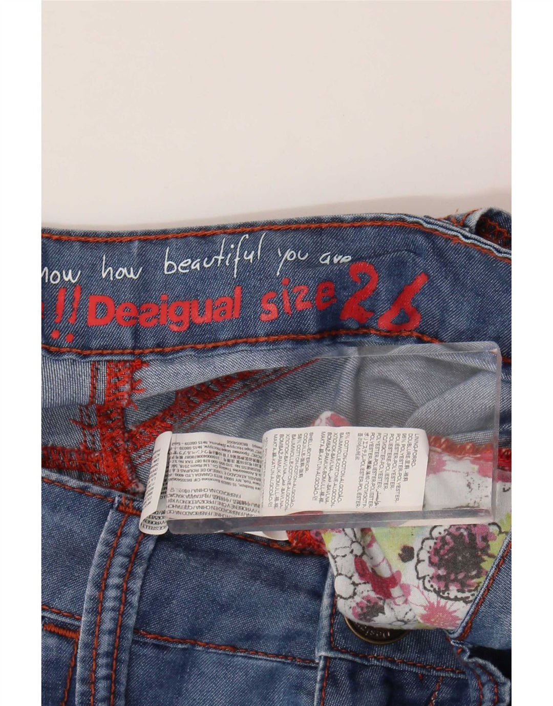Desigual kvinders grafiske haremsbukser W26 L20 blå blomsterpolyester