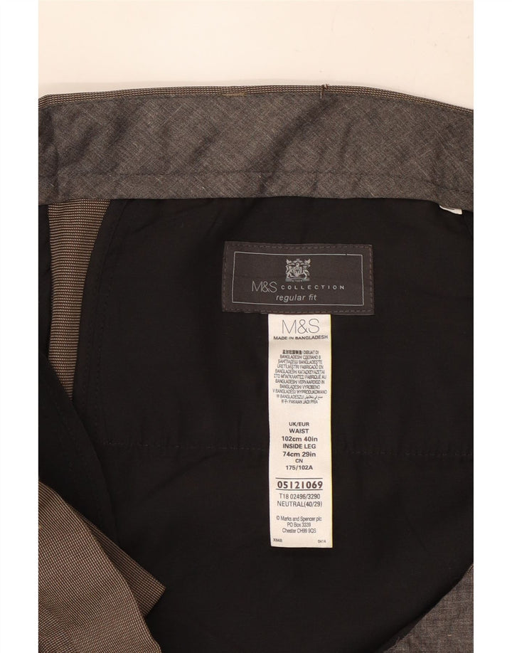 Marks & Spencer Herre Regular Fit Suit Bukser W40 L29 Brun Polyester