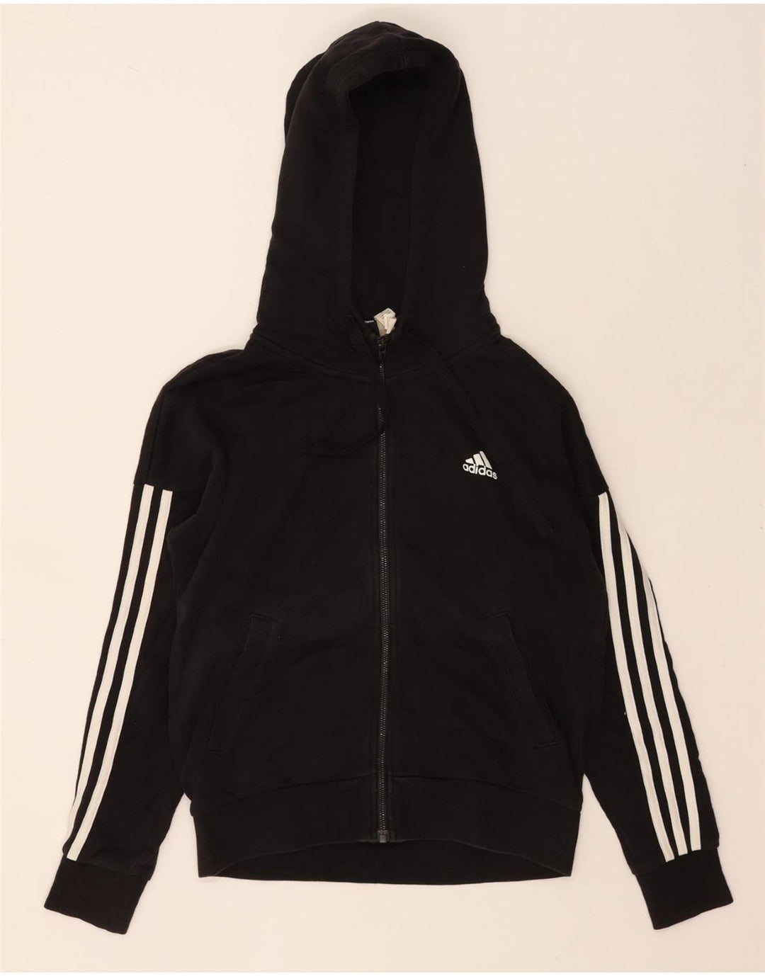 ADIDAS Mens Zip Hoodie Sweater Small Black Cotton Vintage Adidas and Second-Hand Adidas from Messina Hembry 