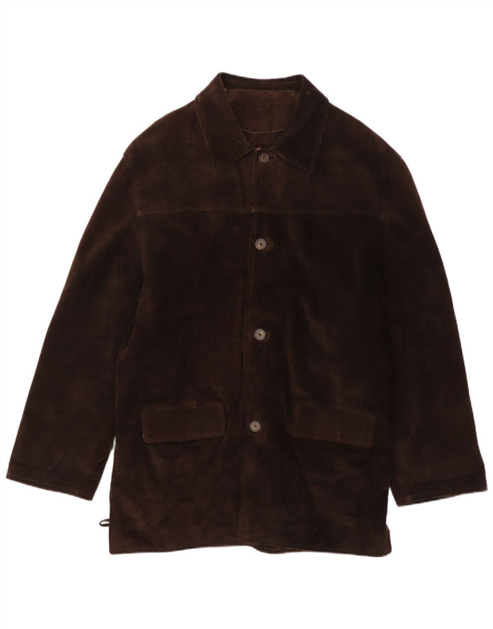 Vintage Herre Ruskind Windbreaker Coat UK 40 Stor Brun Læder