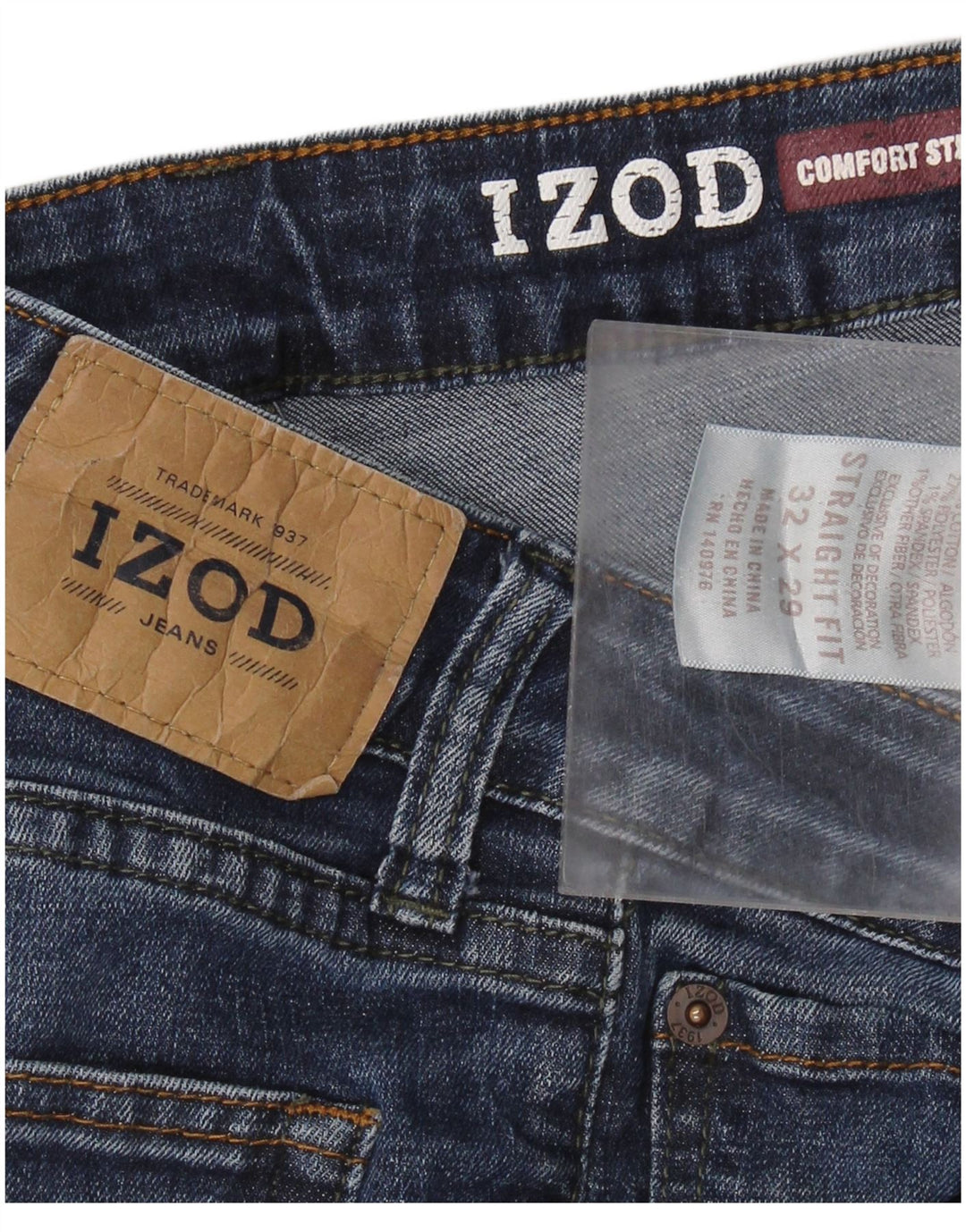 Izod Herre Comfort Fit Straight Jeans W32 L29 Blå Bomuld
