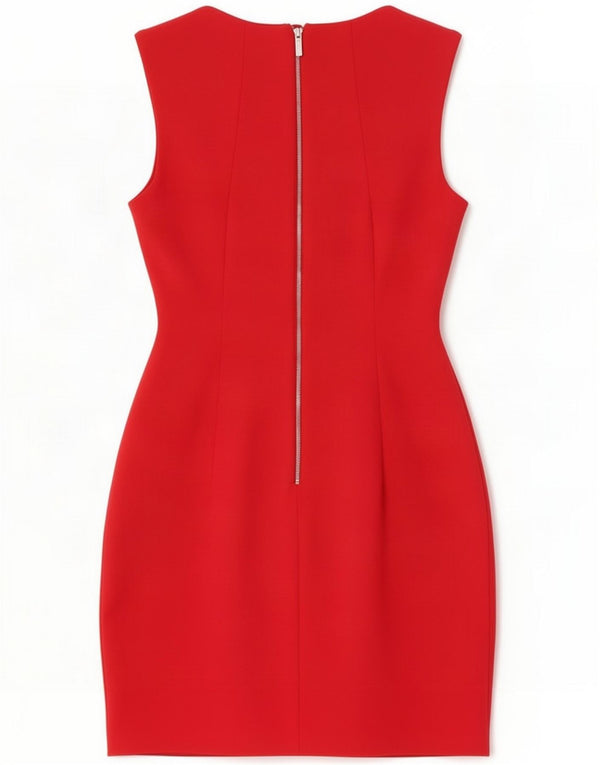 Karen Millen Dame Ærmeløs Skede Kjole UK 10 Small Red Viscose