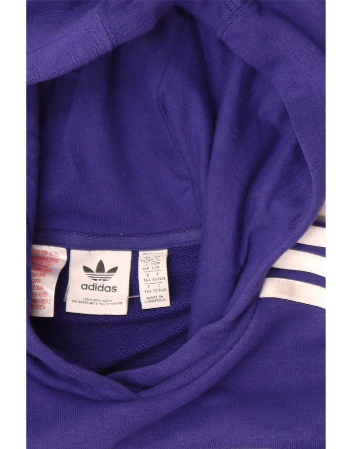 ADIDAS Piger Crop Grafisk Hoodie Jumper 13-14 år Lilla Blomsterbomuld