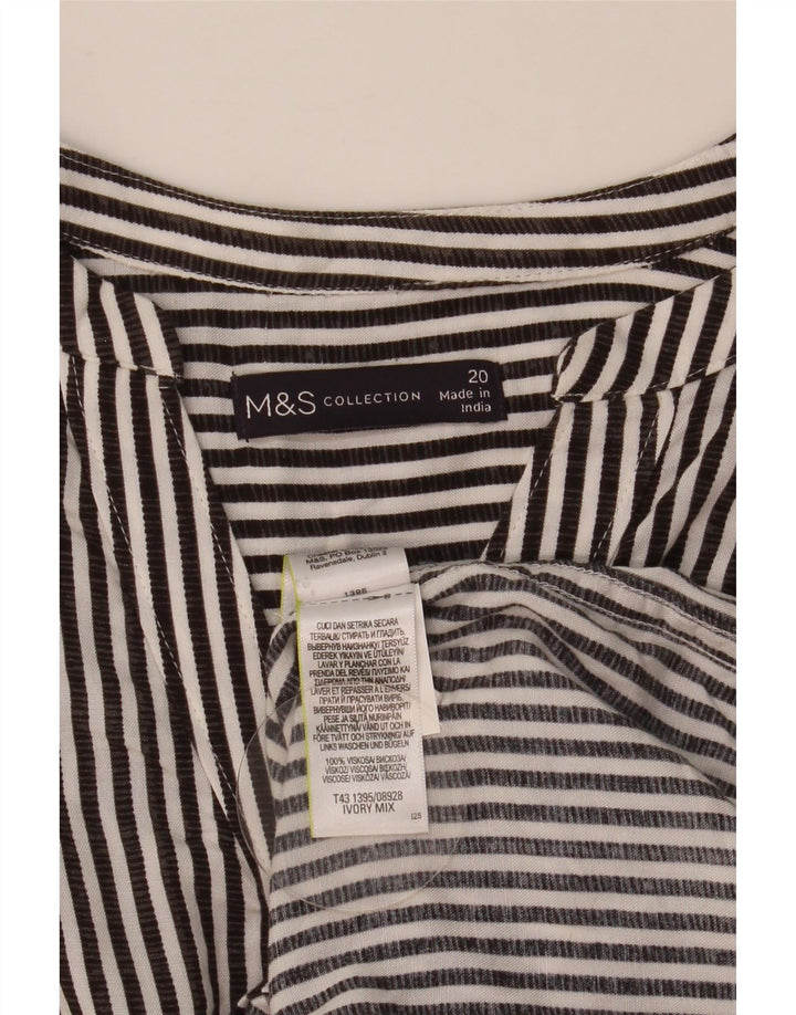 MARKS & SPENCER Dame Oversized skjortebluse UK 20 2XL Grå nålestribe