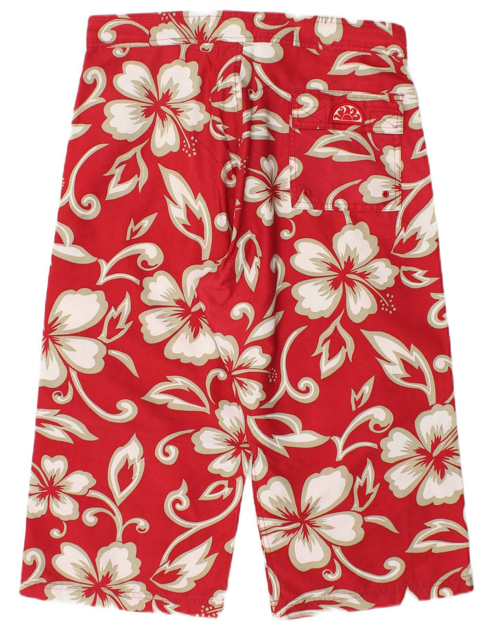 SUNDEK Mens Swimming Shorts Medium Red Floral Polyester