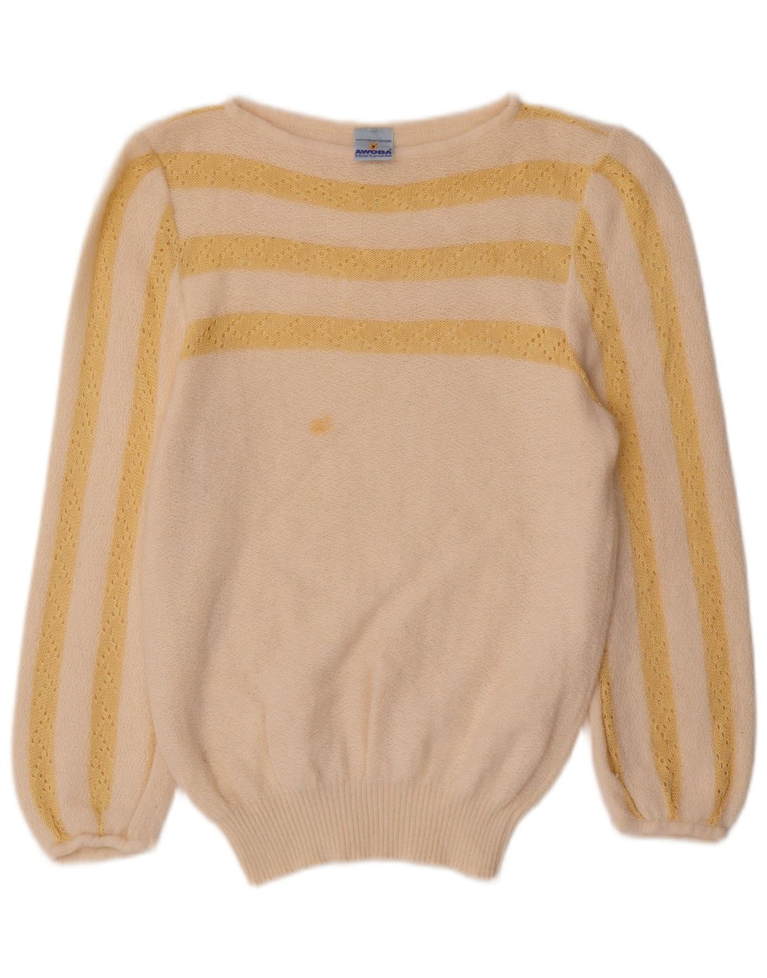 AWOBA Dame Boat Neck Jumper Sweater UK 12 Medium Off White Stribet