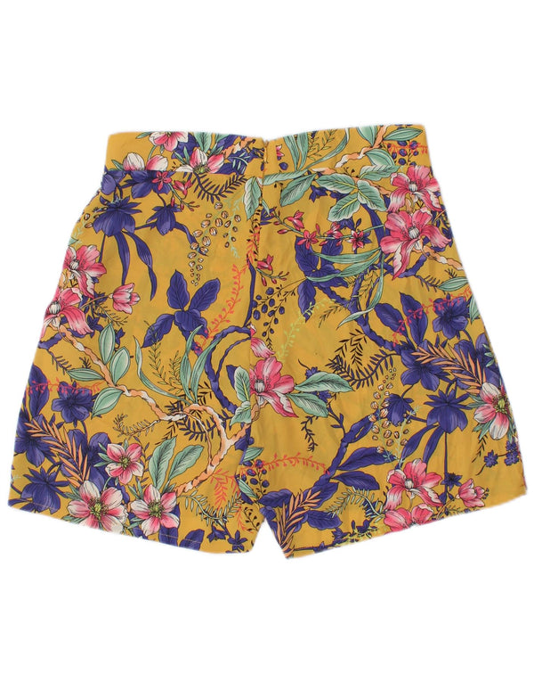 MOTIVI Kvinder Højtalje Casual Shorts UK 14 Large W28 Yellow Floral
