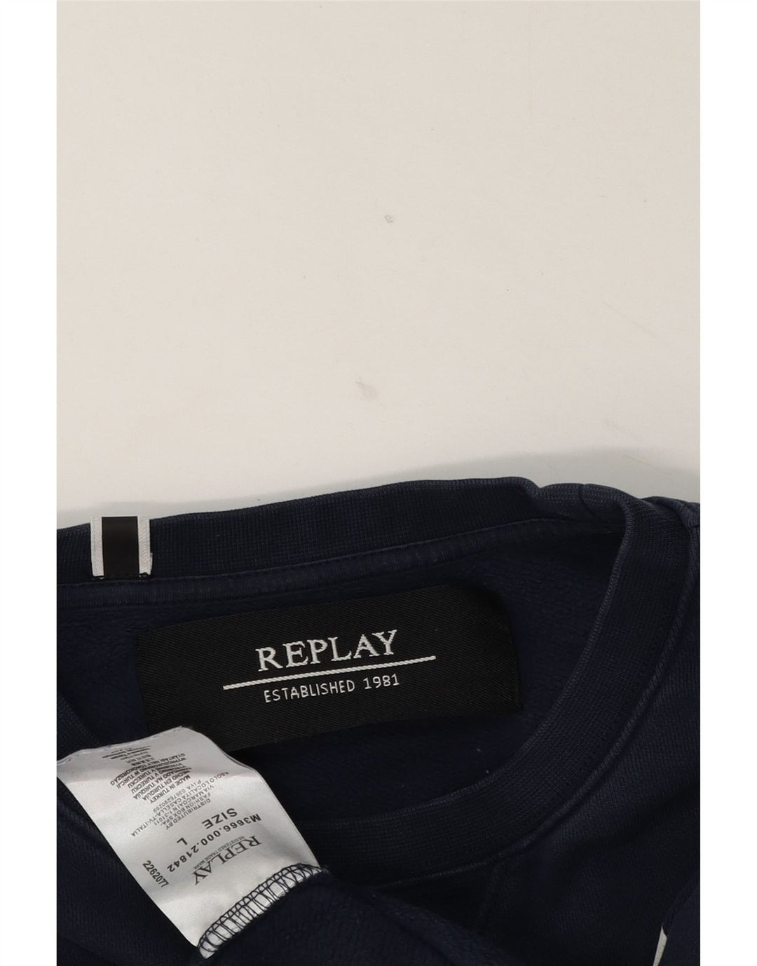 Replay Herre Grafisk Sweatshirt Jumper Stor Marineblå Bomuld