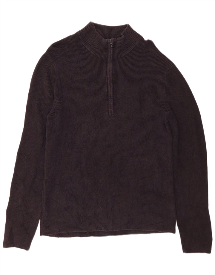 CALVIN KLEIN Herre sweater med lynlåshals XL sort bomuld