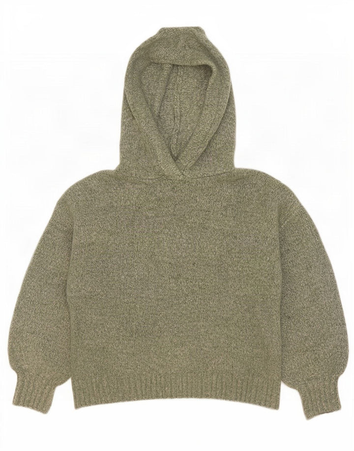 Zara Dame Hættetrøje oversize sweater UK 14 Medium Grøn Flecked