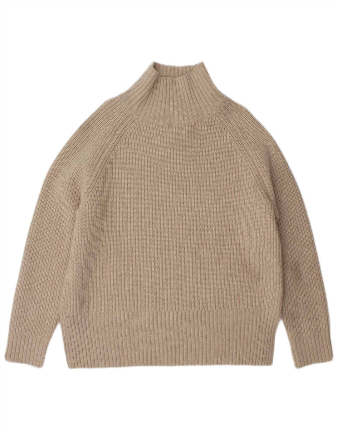 Zara Dame Oversized Turtle Neck Jumper Sweater UK 10 Small Beige Uld