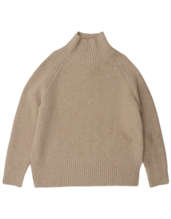 Zara Dame Oversized Turtle Neck Jumper Sweater UK 10 Small Beige Uld