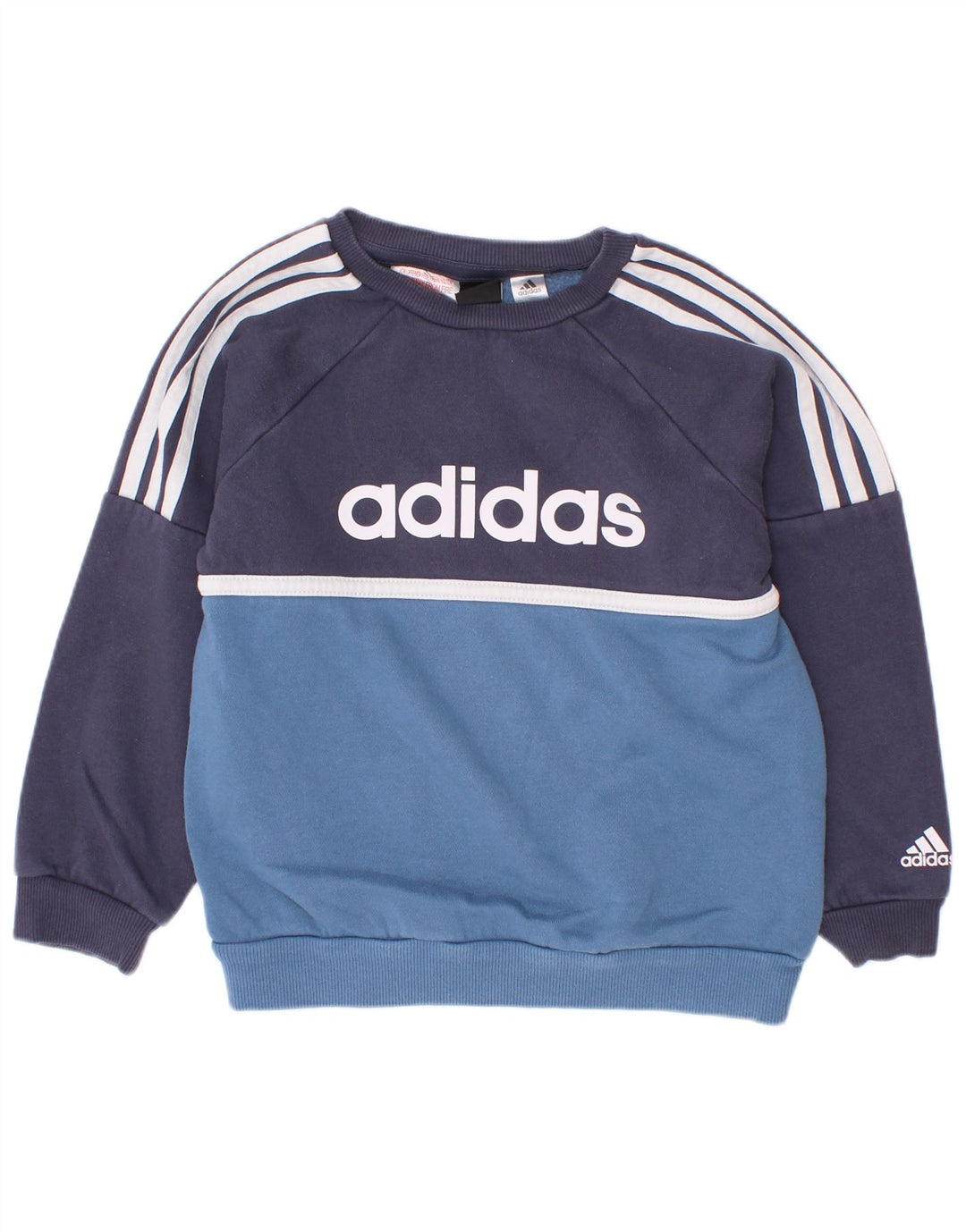 Adidas Boys Grafisk Sweatshirt Jumper 2-3 år Navy Blue Colourblock