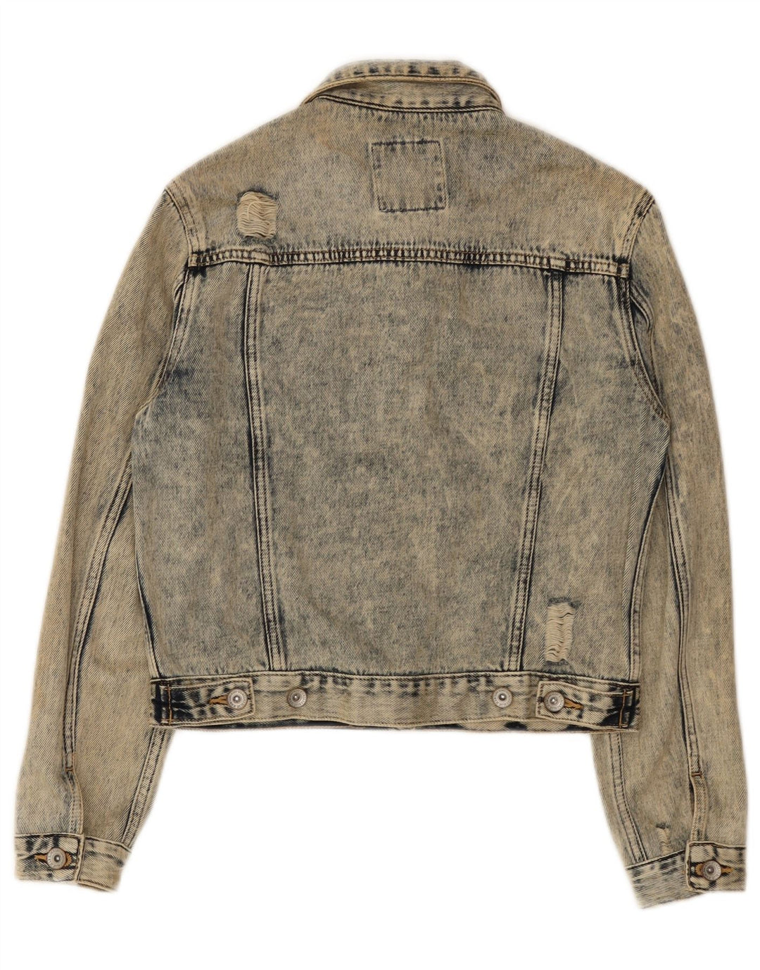 Superdry Womens Crop Distressed Acid Wash denimjakke UK 8 Small Blue