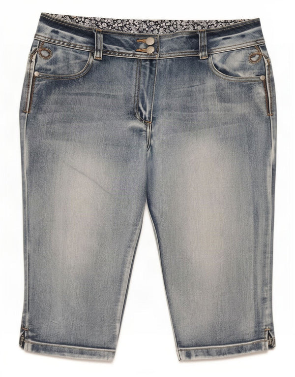 M&Co Dame Bermuda Denim Shorts UK 14 Large W34 Blue Cotton