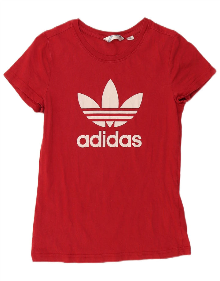 ADIDAS Grafisk T-shirt top til kvinder IT 38 Lille rød bomuld