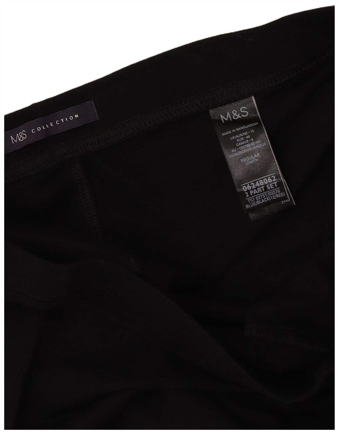 Marks & Spencer Womens Regular Leggings UK 12 Medium Black Bomuld